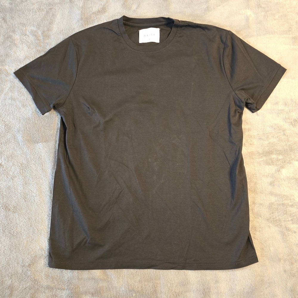 Raith Black Cotton T-Shirt Men M Minimalist‎ Basic Casual Streetwear Tee Comfort